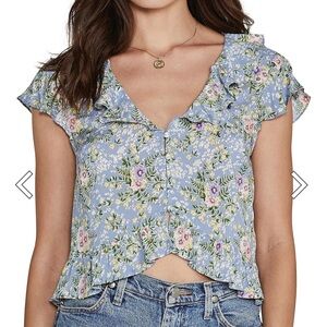 Auguste The Label Ophelia Frill Blouse in Pale Blue